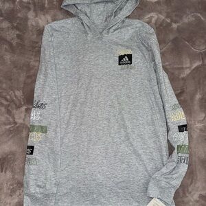 Adidas boys Gray Hoodie with Logo Accents